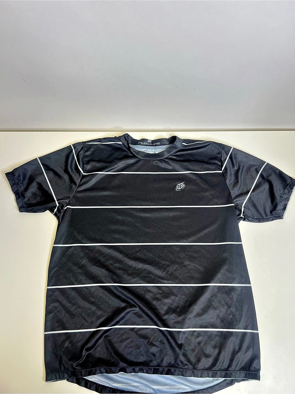Troy Lee Designs Flowline Striped Athletic Tee in Black & White XL
